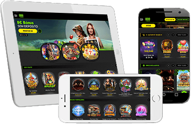 Jogos do 888casino exibidos em dispositivos móveis e tablets